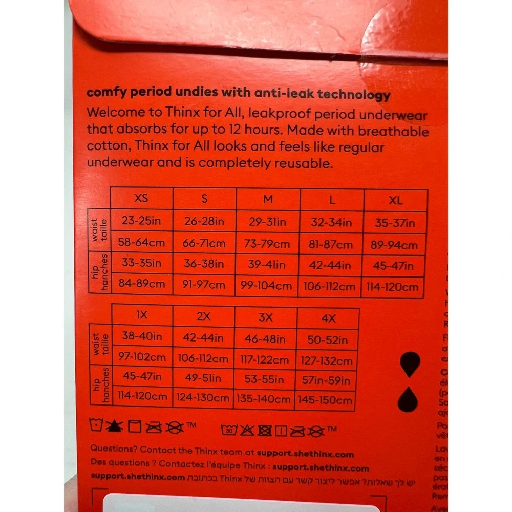 THINX Period Underwear 3X Rhubarb Red Hi-Waist Leakproof Cotton Panties NWT New